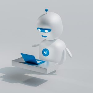 Top 10 Trending AI Apps 2025 – 3D AI robot working on laptop illustration